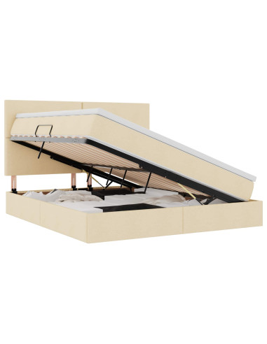 Letto con contenitore e LED Crema 180 x 200 cm Poliestere