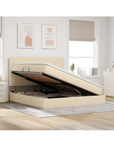 Letto con contenitore e LED Crema 180 x 200 cm Poliestere
