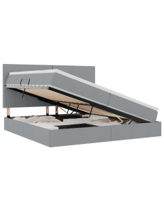 Letto con contenitore e LED con led Grigio chiaro 200 x 200 cm 2