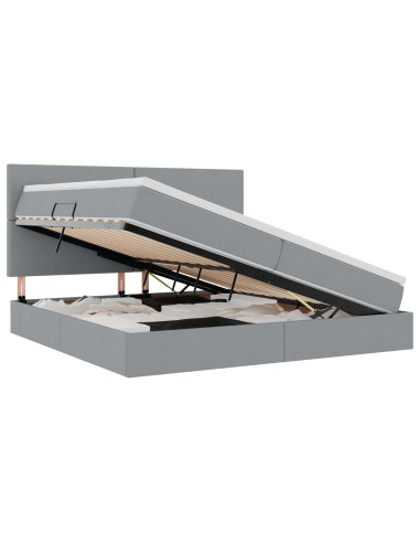 Letto con contenitore e LED con led Grigio chiaro 200 x 200 cm