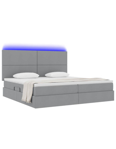 Letto con contenitore e LED con led Grigio chiaro 200 x 200 cm