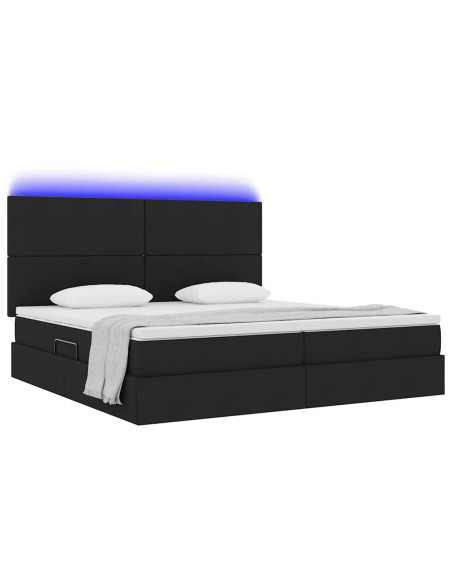 Letto con contenitore e LED Nero 200 x 200 cm Poliestere