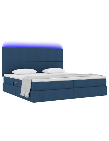 Letto con contenitore e LED con led Blu 200 x 200 cm Poliestere