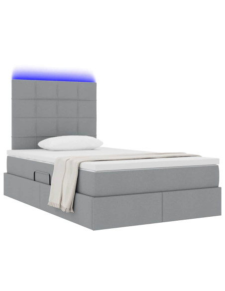 Letto con contenitore e LED con led Grigio chiaro 120 x 200 cm