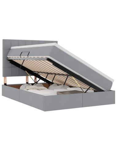 Letto con contenitore e LED con led Grigio chiaro 140 x 190 cm