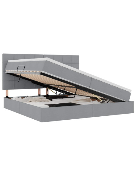 Letto con contenitore e LED con led Grigio chiaro 200 x 200 cm