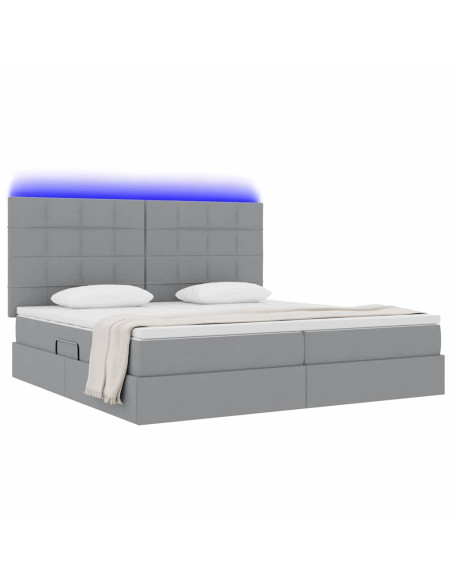 Letto con contenitore e LED con led Grigio chiaro 200 x 200 cm