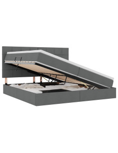 Letto con contenitore e LED con led Grigio scuro 200 x 200 cm 2