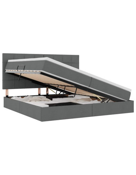 Letto con contenitore e LED con led Grigio scuro 200 x 200 cm