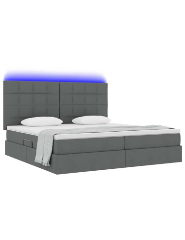 Letto con contenitore e LED con led Grigio scuro 200 x 200 cm