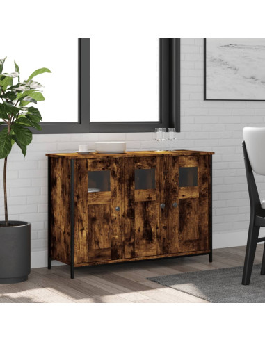 Credenza Rovere Fumo 100x35x70 cm in Legno Multistrato