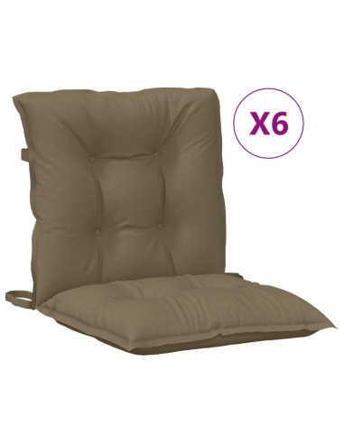 Cuscini Sedia Schiena Bassa 6 pz Tortora Mélange Tessuto
