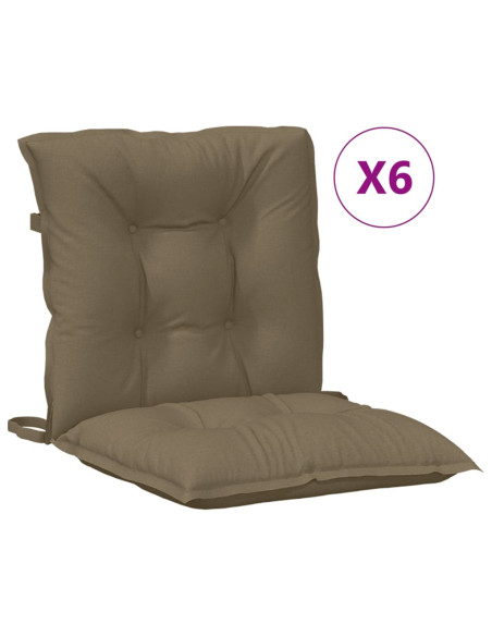 Cuscini Sedia Schiena Bassa 6 pz Tortora Mélange Tessuto