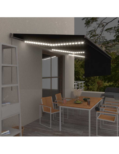 Tenda da Sole Retrattile Manuale con LED 6x3 m Antracite