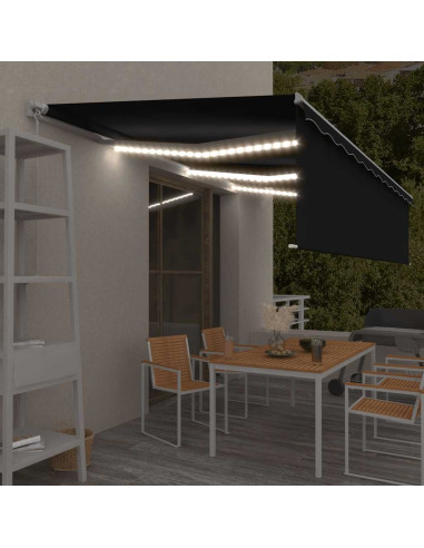 Tenda da Sole Retrattile Manuale con LED 6x3 m Antracite