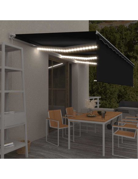 Tenda da Sole Retrattile Manuale con LED 6x3 m Antracite