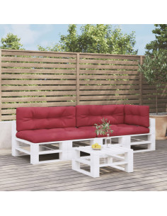 Cuscini per Pallet 5 pz Rosso Vino in Tessuto