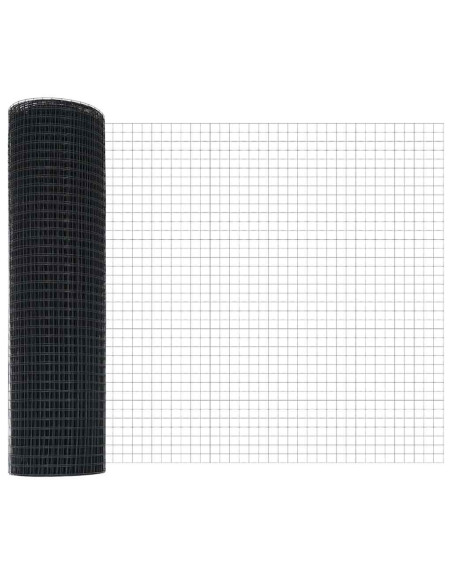 Recinzione con Posto Grigio 0,4 x 10 m Acciaio e PVC