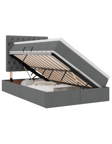 Letto con contenitore e LED con led Grigio scuro 120 x 190 cm