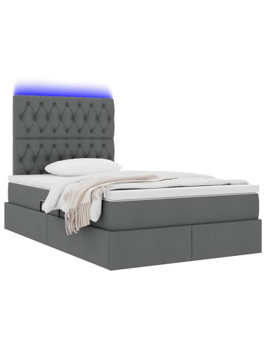 Letto con contenitore e LED con led Grigio scuro 120 x 200 cm