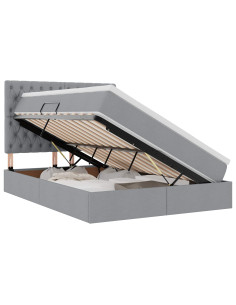 Letto con contenitore e LED con led Grigio chiaro 140 x 200 cm 2
