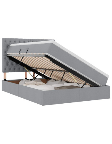 Letto con contenitore e LED con led Grigio chiaro 140 x 200 cm
