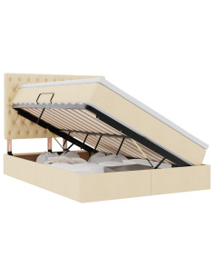 Letto con contenitore e LED Crema 140 x 200 cm Poliestere 2