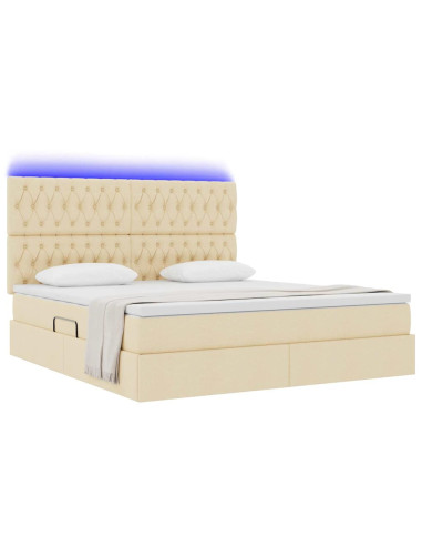 Letto con contenitore e LED Crema 180 x 200 cm Poliestere