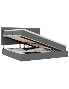 Letto con contenitore e LED con led Grigio scuro 200 x 200 cm 2
