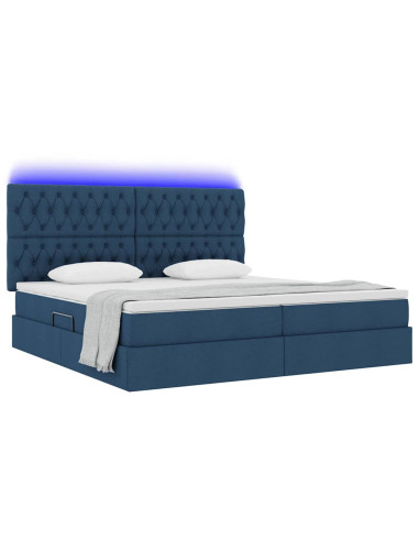 Letto con contenitore e LED con led Blu 200 x 200 cm Poliestere
