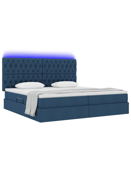 Letto con contenitore e LED con led Blu 200 x 200 cm Poliestere