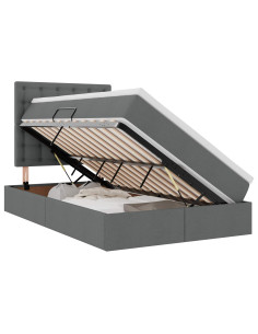 Letto con contenitore e LED con led Grigio scuro 120 x 200 cm 2