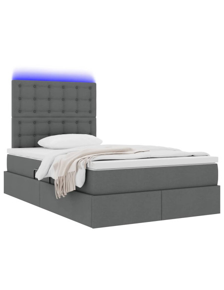 Letto con contenitore e LED con led Grigio scuro 120 x 200 cm