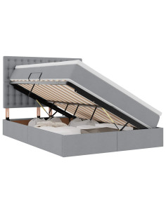 Letto con contenitore e LED con led Grigio chiaro 140 x 190 cm 2