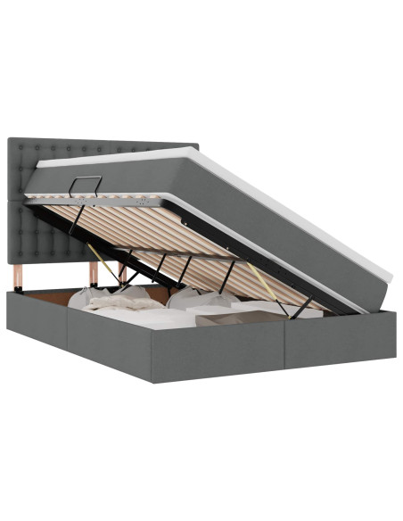 Letto con contenitore e LED con led Grigio scuro 140 x 190 cm