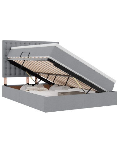 Letto con contenitore e LED con led Grigio chiaro 140 x 200 cm