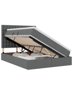 Letto con contenitore e LED con led Grigio scuro 140 x 200 cm 2