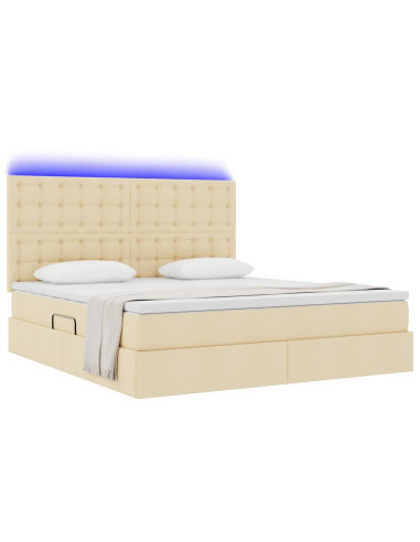 Letto con contenitore e LED Crema 180 x 200 cm Poliestere