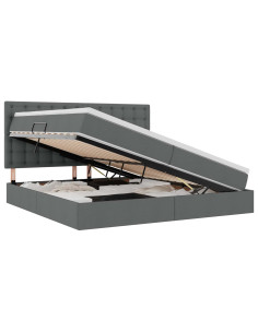 Letto con contenitore e LED con led Grigio scuro 200 x 200 cm 2