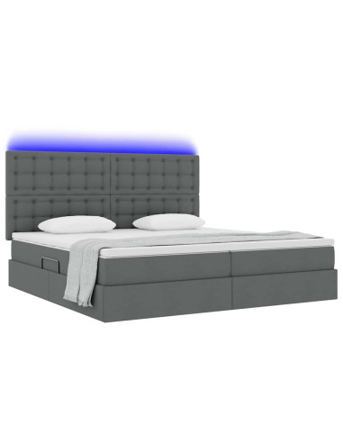 Letto con contenitore e LED con led Grigio scuro 200 x 200 cm