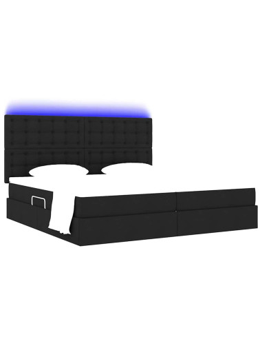Letto con contenitore e LED Nero 200 x 200 cm Poliestere
