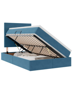 Letto con contenitore e LED con led Blu 120 x 190 cm Velluto 2