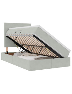 Letto con contenitore e LED Grigio chiaro 120 x 200 cm Velluto 2
