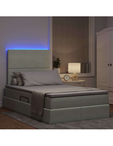 Letto con contenitore e LED Grigio chiaro 120 x 200 cm Velluto