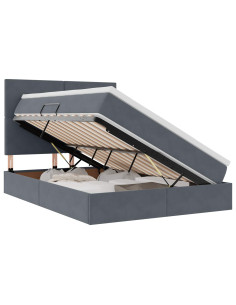 Letto con contenitore e LED Grigio scuro 140 x 200 cm Velluto 2