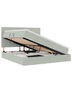 Letto con contenitore e LED Grigio chiaro 160 x 200 cm Velluto 2