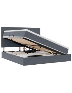 Letto con contenitore e LED Grigio scuro 160 x 200 cm Velluto 2