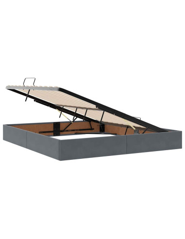 Letto con contenitore e LED Grigio scuro 160 x 200 cm Velluto