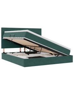 Letto con contenitore e LED Verde Scuro 180 x 200 cm Velluto 2
