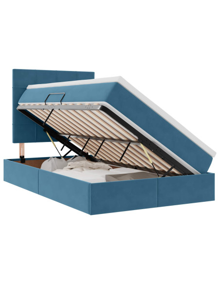 Letto con contenitore e LED Blu Scuro 120 x 200 cm Velluto
